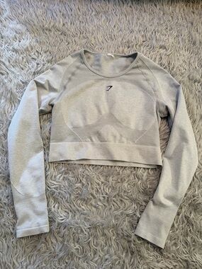 Gymshark Gray Seamless Long-Sleeve Crop Top